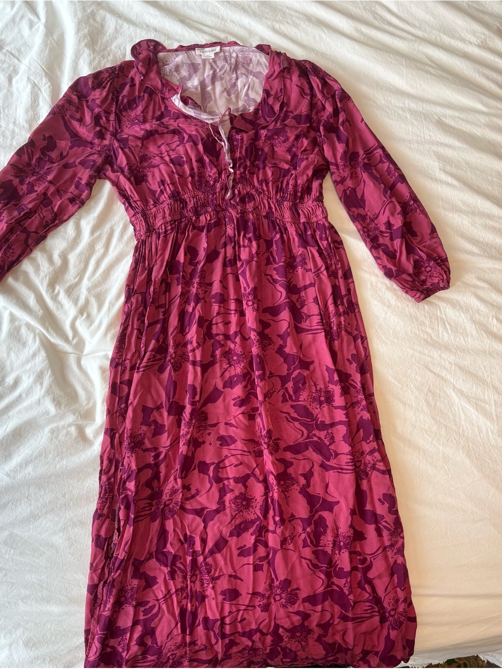 Ingrid & Isabel Raspberry Pink Floral Long Sleeve Maxi Dress